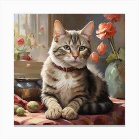 Domestic Shorthair Cat By The Window Canvas Print