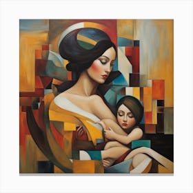An Abstract Art Model Carrying A Boy In Her Lap 646696172 Canvas Print