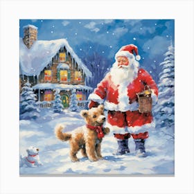 Santa And Dog Canvas Print