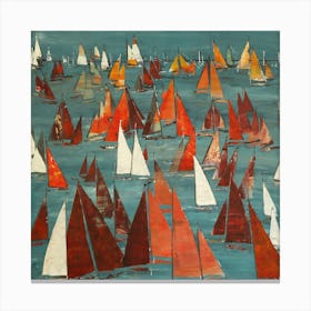 Red Sails Square Canvas Print