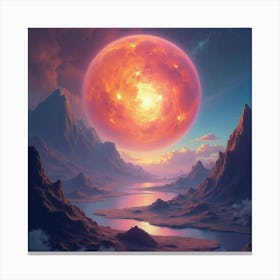 Watercolor Distant Cosmic Structures Rising From A Colorful Alien Planet 1 Canvas Print