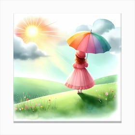 Little Girl With Umbrella 1 Canvas Print