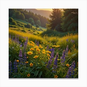 Wildflowers At Sunset Canvas Print