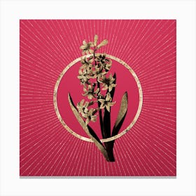 Gold Dutch Hyacinth Glitter Ring Botanical Art on Viva Magenta Canvas Print