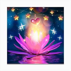 Lotus Flower With Stars Canvas Print