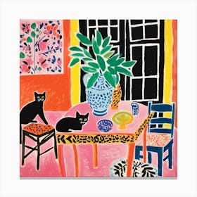 Cat At The Table 6 Canvas Print