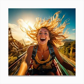 Firefly Adventure, Excitement, Thrill, Roller Coaster, Wind, Sun, Hair, Fun, Amusement Park, Adrenal (9) Canvas Print