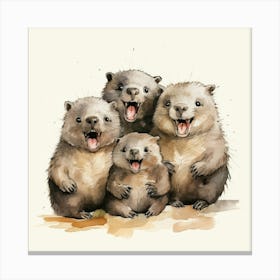 Wombats Cartoon 2 Canvas Print