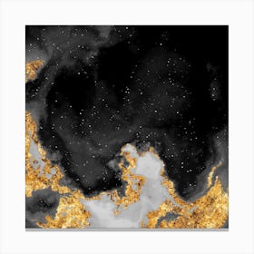 100 Nebulas in Space with Stars Abstract in Black and Gold n.073 Canvas Print