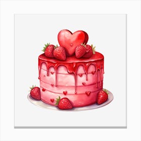 Cake With Strawberries 1 Canvas Print