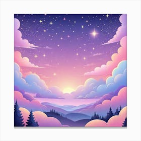 Sky With Twinkling Stars In Pastel Colors Square Composition 47 Canvas Print
