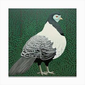 Ohara Koson Inspired Bird Painting Grouse 4 Square Canvas Print