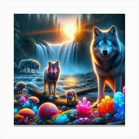 Wolf In The Crystal Forest Canvas Print