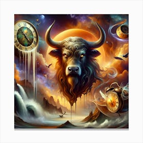 Mystical Taurus: Surreal Realms of Time Canvas Print