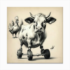 Cow On Wheels Canvas Print