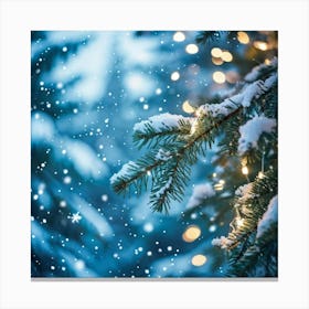 A Christmas Tree Branch Gleaming With Delicate Snowflakes In The Foreground A Merry Banner With Glo (5) Leinwandbild