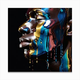 Portrait Of A Man With Colorful Paint Canvas Print