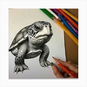 Turtle Drawing 8 Canvas Print