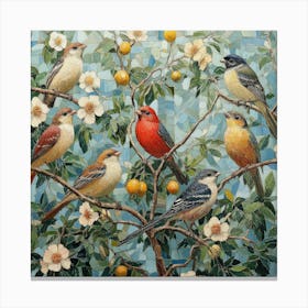 Birds In A Tree Art 3 Canvas Print