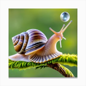 Snail With Water Drop Canvas Print