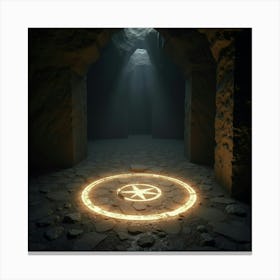 Arcane Circle Glowing On The Ground In A Hidden Chamber 1 Canvas Print