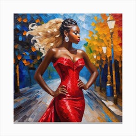 Woman In A Red Dress 3 Canvas Print