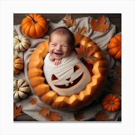 Baby In A Pumpkin Canvas Print