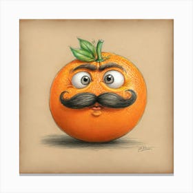 Orange With Mustache 5 Canvas Print