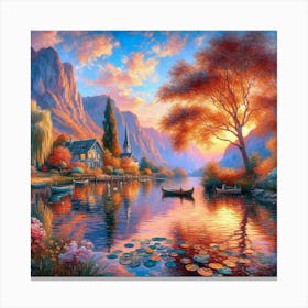 Sunset By The Lake Canvas Print