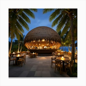 Restaurant At Night Canvas Print