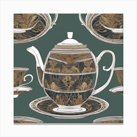 Teapots And Saucers 1 Canvas Print