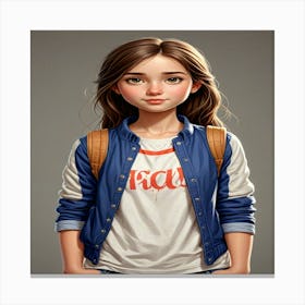 Girl In Blue Jacket Canvas Print