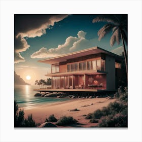 A Mid Century Modern Beachfront Haven Canvas Print