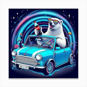 Polar Bear In A Car 2 Canvas Print