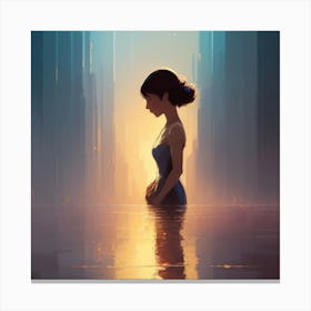 Girl In The Water Canvas Print