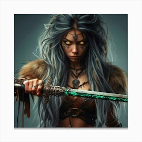 Elven Woman With Sword Canvas Print