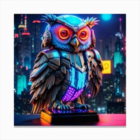 Cyberpunk, Wise old Neon Owl 4 Canvas Print