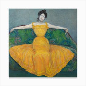 Lady in Yellow by Max Kurzweil (1899) | female figure | figurative art print | vintage art print | yellow dress | expressionism | art nouveau | Austrian artist | FParrish Art Prints Canvas Print