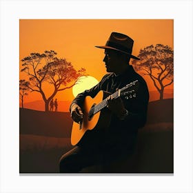 Sunset Acoustic Guitar 2 Canvas Print