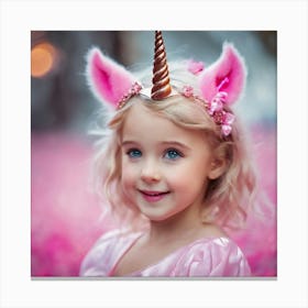 Little Girl In Unicorn Costume Canvas Print