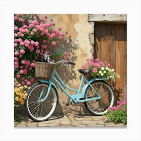 Vintage Cycle Floral Art Print (1) Canvas Print