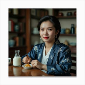 Asian Woman In Kimono 1 Canvas Print