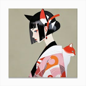 Japanese woman-cat 4 Canvas Print