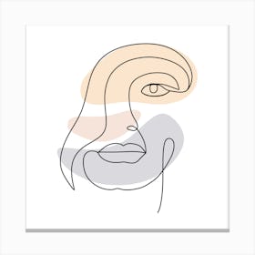 Woman'S Face Continuous line drawing of a woman, Scandinavian wall art, fine art print. 2 Canvas Print