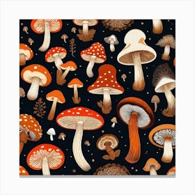 Seamless Pattern With Mushrooms 13 Canvas Print