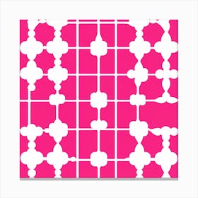 Pink And White tile, pattern art Canvas Print