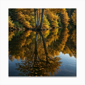 Autumn Trees Reflected In A Lake 6 Canvas Print