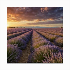 Lavender Field At Sunset Canvas Print