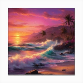 A Breathtaking Ocean View At Sunset Canvas Print