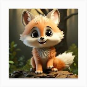 Cute Fox In The Forest 4 Canvas Print